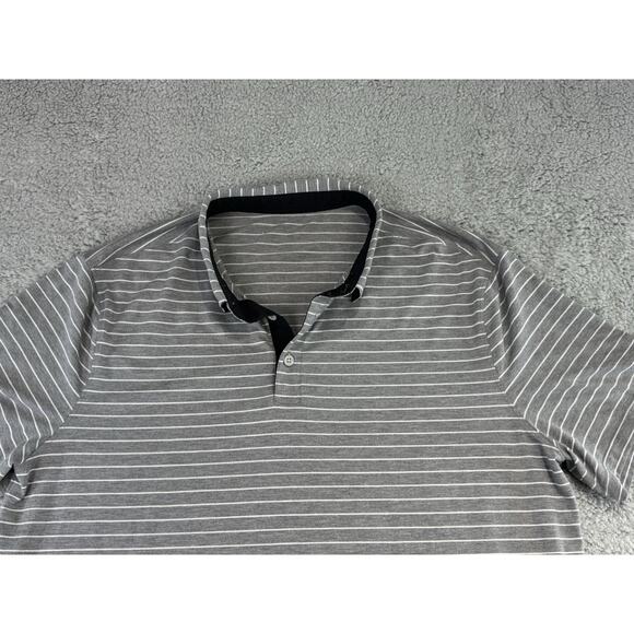 Lululemon Evolution Mens M/L Gray Striped Short Sleeve Polo Shirt - Picture 1 of 10